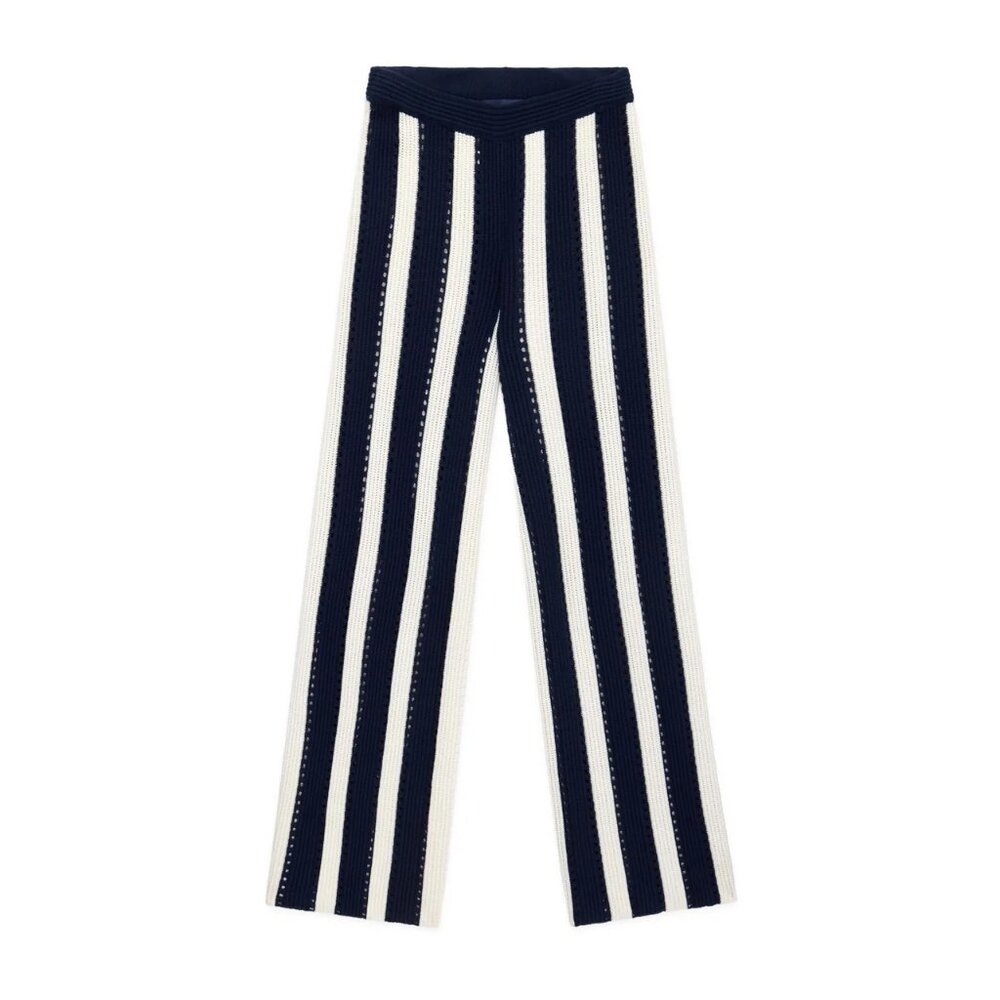 ROWING BLAZERS - Knit Stripe Pants - Navy / White - Sz L - BNWT